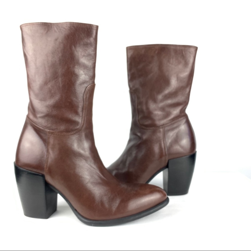 CHIARINI BOLOGNA Mid-Calf Leather Boots 36 US 6